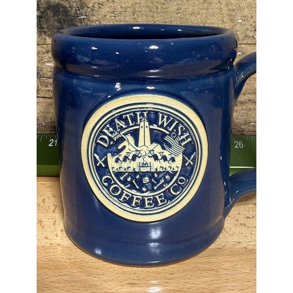 🔥NEW Death Wish Coffee 🔥VIKING🔥 Battle Of Saratoga Ceramic Mug Blue 3d